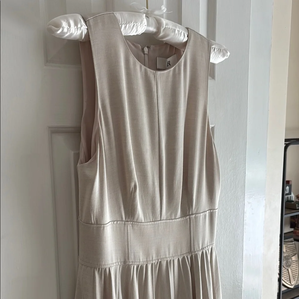 Banana Republic Ness Pleated Satin Midi Dress Size 4 Cream - Picture 11 of 14
